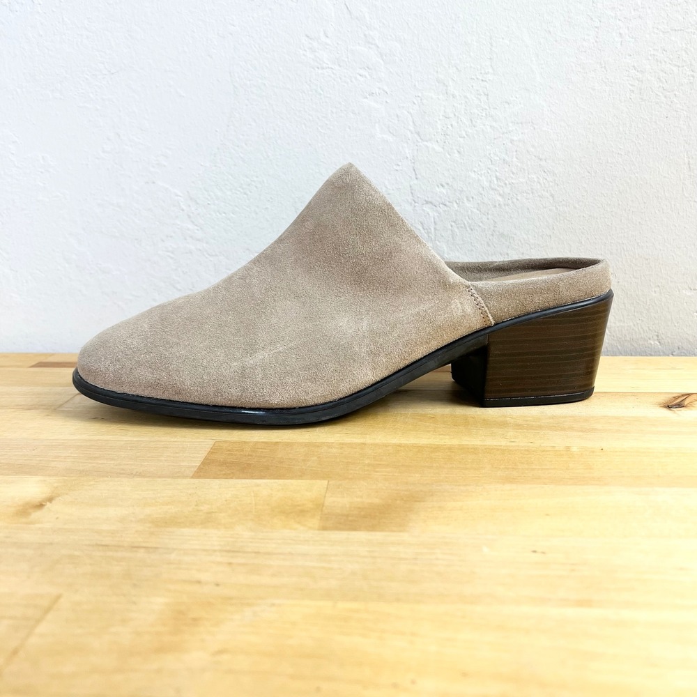 Naot Mules Dedicate Size 10 / 41 Taupe Suede Block Heel Slip On Comfort Shoes